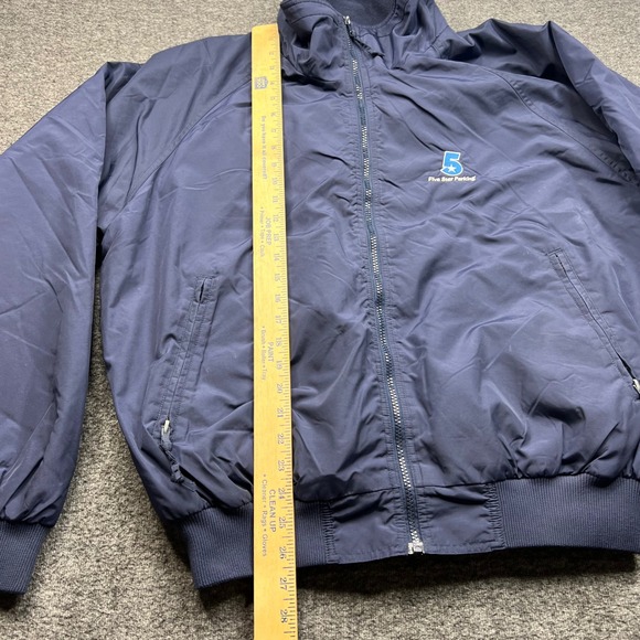 Tri-Mountain Jacket Mens Large Navy Blue Employee Fleece Nylon Windbreaker Hike - Picture 10 of 16